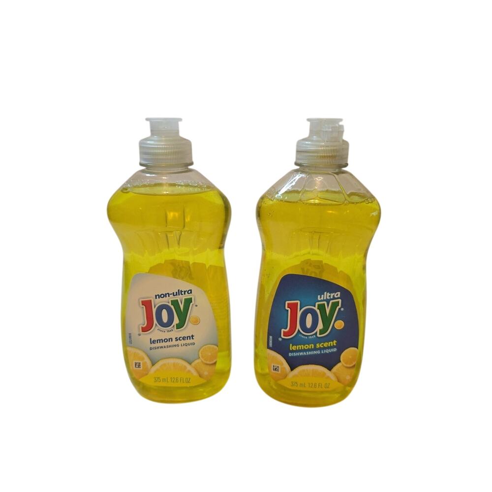 Set Of 2 Vintage Joy Lemon Scent Dishwashing Liquid 12.6 Fl Oz